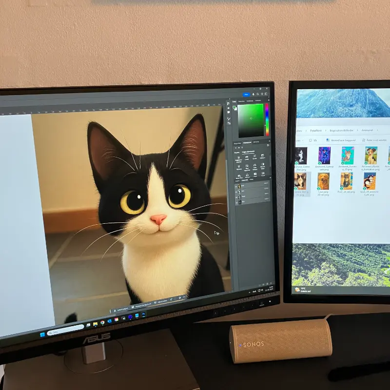Katten Gerda i 3D stil Photoshop
