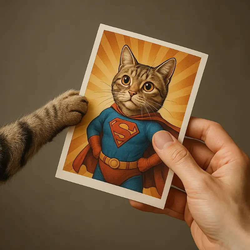 Kattepote afleveret en plakat til menneskehaand