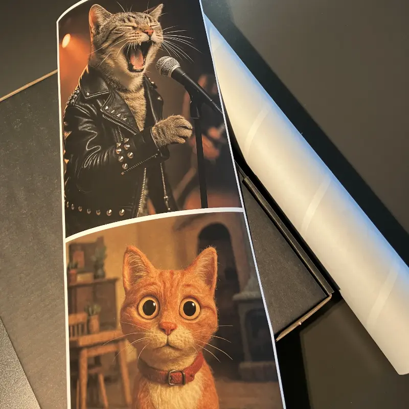Plakater med katte og emballage