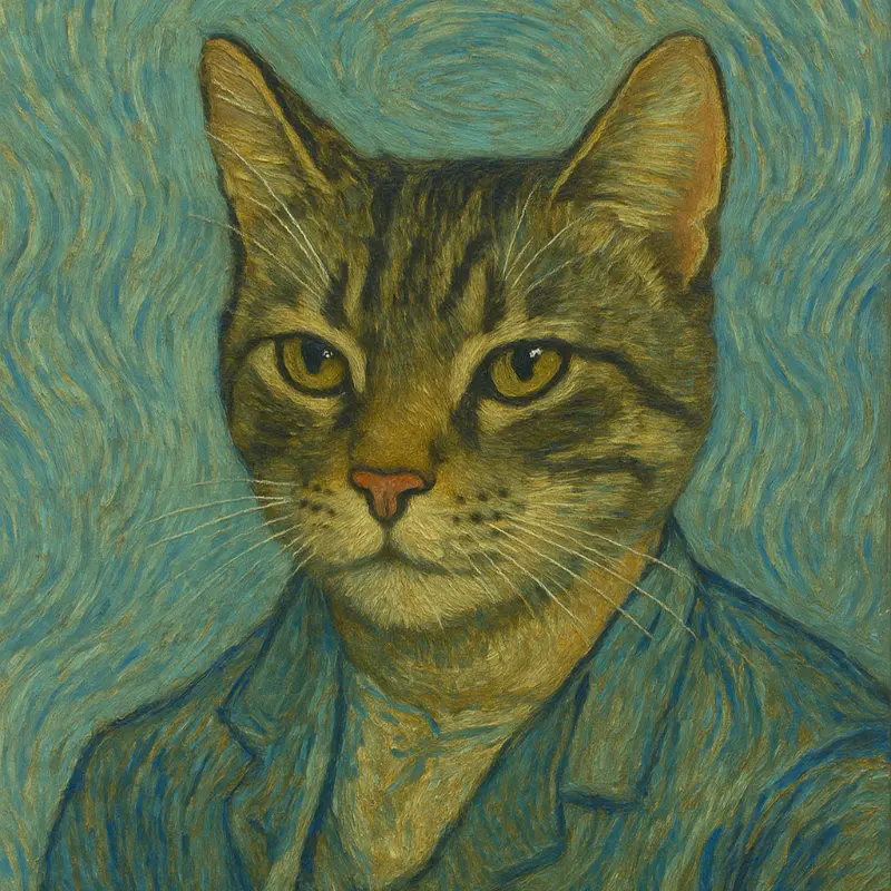 Katten Gunnar som farverig 2D tegning