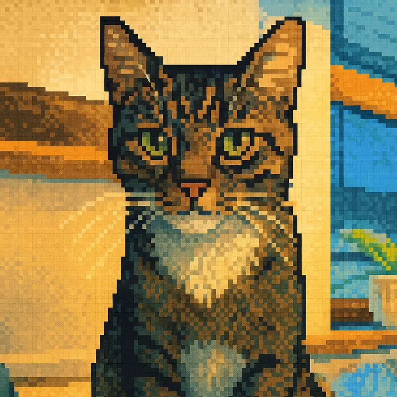 kat i pixel art stil kvadratisk